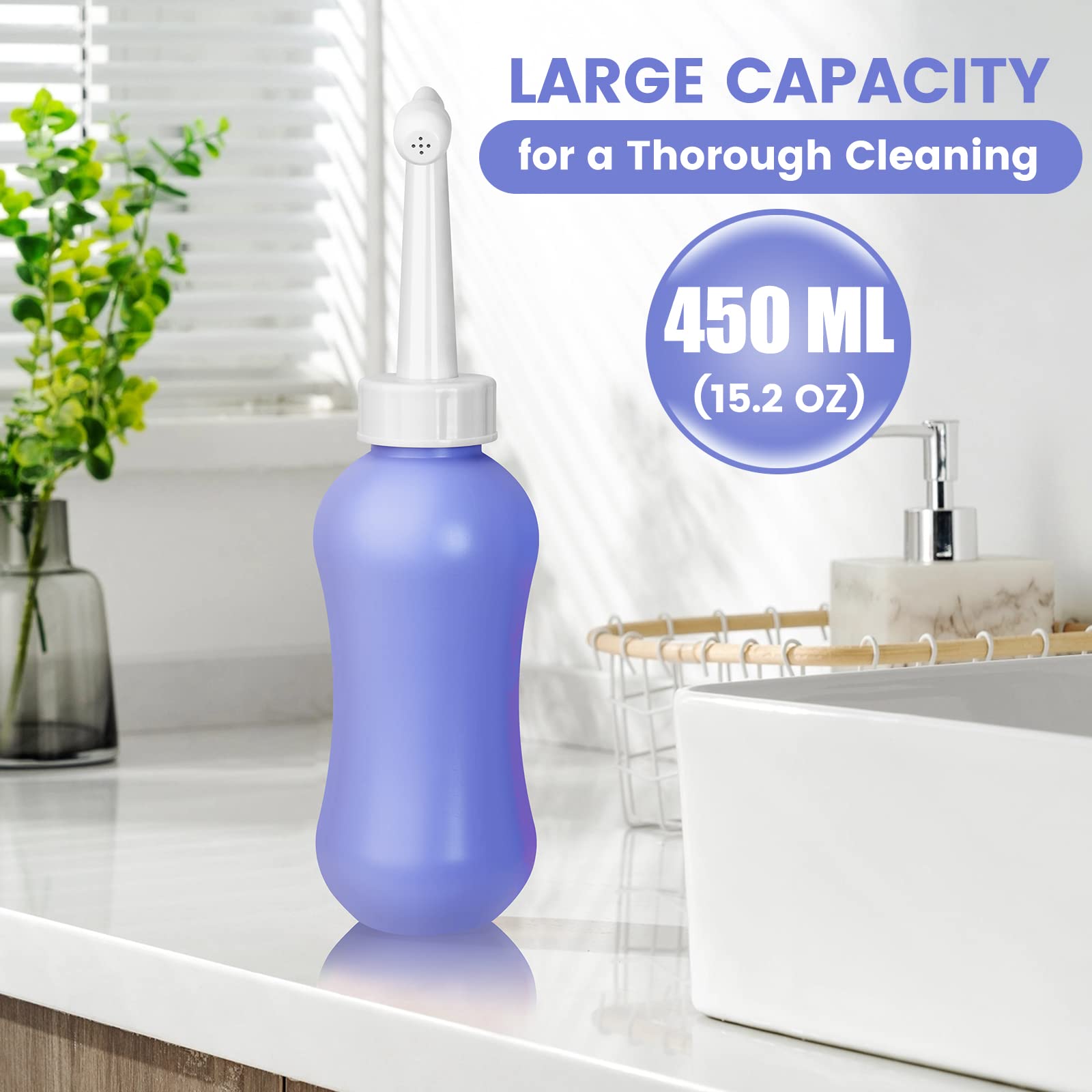 450ml Peri Bottle Postpartum for Feminine Care, 2 Pack Portable Travel Bidet for Toilet, Perineal Bottle